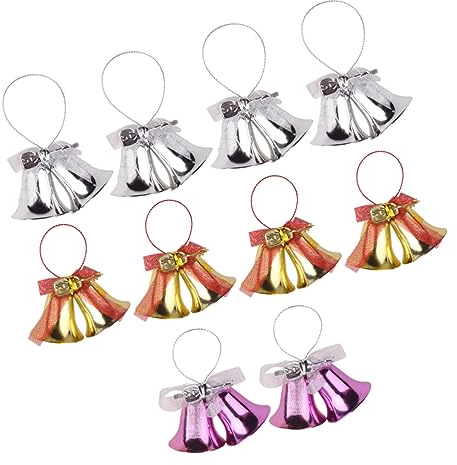 Yardenfun 10 Stück Weihnachts Hängeornamente Weihnachtsglocken Ornamente Türhänger Baumdekoration Sortiert Weihnachtsbaum Glöckchen Dekoration Weihnachtsparty Dekoration