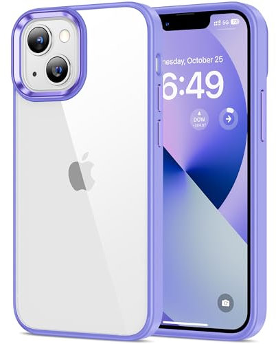 HOOMIL Cover per iPhone 13 Mini, Custodia Anti-Ingiallimento, Antiurto e Anti-Graffi, Retro Rigida Trasparente - Viola chiaro