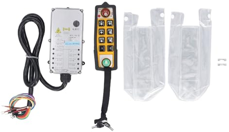 Telecomando Wireless per Gru, Kit Telecomando per Ascensore Industriale a 6 Tasti con Indicatore LED, Paranco Elettrico Impermeabile IP65, Portata di Trasmissione Lunga 100 M