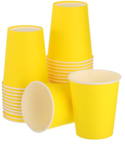 sourcing map Colorful Disposable Paper Cups,30 PCS 9 OZ Creative Educational Toys Arts Craft Supplies, DIY Paper Cups for Parties (Yellow)