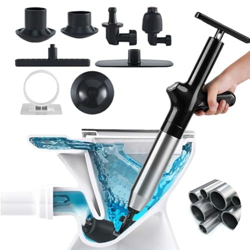 Wenbones Stura WC ad Aria Compressa, Pompa Carichi a Pressione Stantuffo, Stantuffo Pulitore per Tubi ad Aria Compressa ad Alta Pressione con Barometro per WC, lavandino, Vasca da Bagno (Nero)