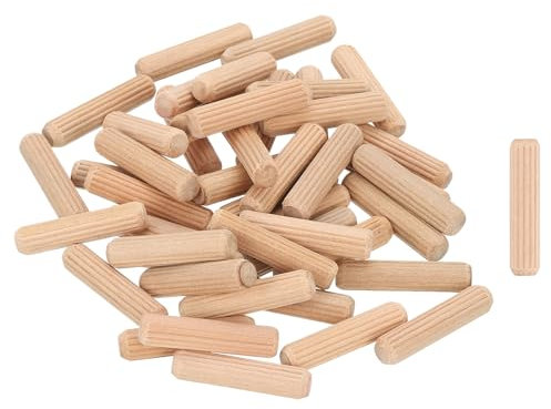 QUARKZMAN 100 Stück 1/3 x 1-3/8 Holzdübel, Holzdübelstangen, Möbelholzverbindungsstifte, Holzdübel mit Nut für Handwerk, DIY-Projekte