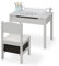 ARTETHYS Kids Table and Chair Sets, Wooden Toddler Activity Table and Storage Drawer Chair, Childrens Table and Chair Set with Paper Roll for Art Craft Play, Grey