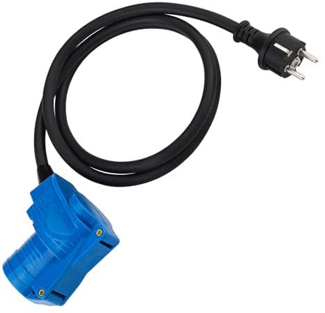 Pfloge® Camping Adapter 230V - 1,5 m H07RN-F 3G2,5 - Cee Adapter mit CEE-Kupplung mit Klappdeckel & Schutzkontaktstecker - 230V, Campingstecker Adapter 16A - für Camping und Outdoor-Einsatz - IP44