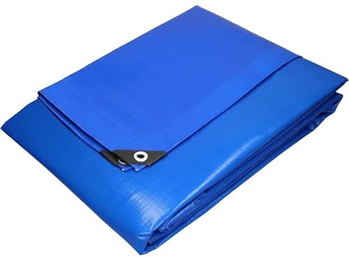 LoviStore Telo Occhiellato 4x5 mt 280 gr/mq Pesante Blu Impermeabile Esterno Telone per Coprire Multiuso Rinforzato Antistrappo Campeggio Piscina Oscurante Sole, Occhielli Anelli in Metallo Protezione