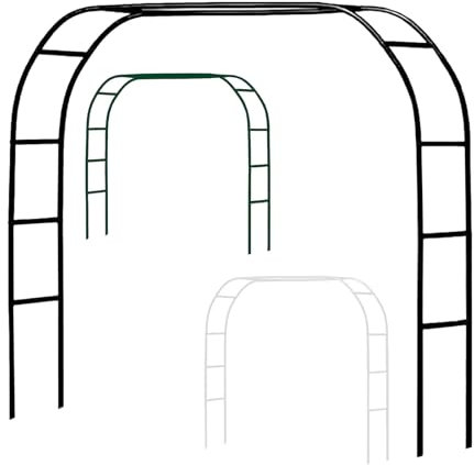 DMMFTERL GardenArch Spalierbogen, robuster Gartenpavillon mit Metallrahmen, groß, stabil, Rosenpavillons, Kletterpflanzen-Stützbogen, mit stabilen Basen, weiß, schwarzer Bogen, für Weinrebe