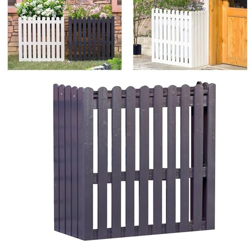 LLZJDDPLY Klimaanlage Abdeckung, Außen Klimaanlagen Schutzgitter Generisch, Heizung Verkleidung, Sichtschutz Abdeckung Rack Aus Holz for Außengeräte(Gray,105x46x95cm/41x18x37in)