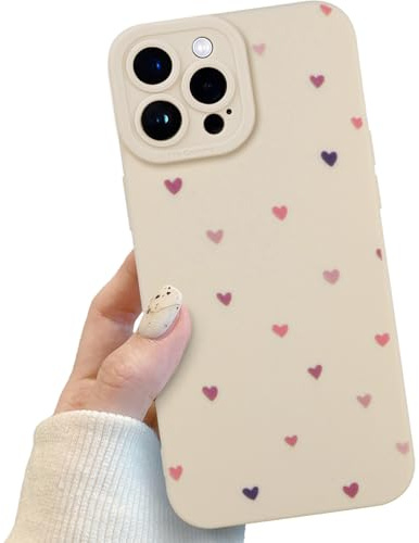 Potok Cute Heart Phone Case for iPhone 13 Pro Max, White Love Heart Pattern for Women Girls, Soft TPU Slim Profile Shockproof Protective Phone Case for iPhone 13 Pro Max