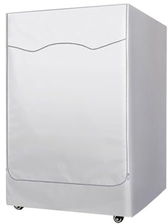 Funda de protección para lavadora carga delantera funda para lavadora vertical funda para lavadora protector solar funda para lavadora carga frontal impermeable (12kg,plata)