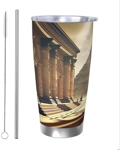 YVNKHKU Pyramid Portal 20oz Slim Stainless Steel Tumbler - Vacuum Insulated, Leak-Proof Lid, Keeps Drinks Hot/Cold for HoursStraw Two-piece Set
