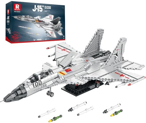 Reobrix J-15 Fighter Jet Bausets für Erwachsene, Militär Flying Shark Fighter Display Modell 33023, Technisches Militärflugzeug Sammelset, Spielzeug Geschenke für Luftfahrtfans Jungen Mädchen ab 14