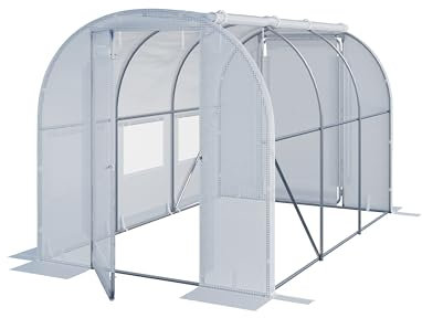 TOOLPORT Foliengewächshaus Gewächshaus 2x3m Premium mit schwenkbarer Türkonstruktion PE-Plane 180 g/m² weiß transparent