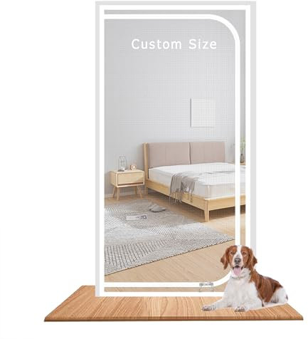 Custom Size Pet Resistant Mesh Screen Door, Insects Protection Door Mesh Fly Screen Door Cat Door Screen with Zipper for Living Room, Bedroom, Kitchen (Custom Size)
