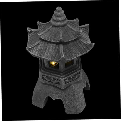 HEMOTON Japanische Solarpagode Gartenlaterne Steinlaternenlicht Asiatische Gartendekoration Outdoor Solarlampe Für Park