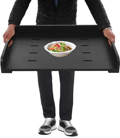 soudesileim Herdabdeckplatte mit Tragegriffe, 8 Wärmeableitungslöcher, 75x56x10cm, Kiefernholz, Gasherd Abdeckplatte, Kochfeldabdeckung, Besteckkästen, Schneidebretter (Schwarz)