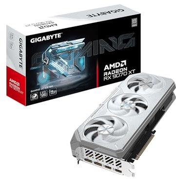 GIGABYTE Carte Graphique Radeon RX 9070 XT Gaming OC Ice 16G (16 Go GDDR6, 512-bits, PCIe 5.0, HDMI/DP 2.1, Socket 2.7, Fan Hawk
