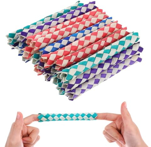YIPFEN 20 pièces Piège à Doigts Chinois Traditionnel, Claque Doigts Petard Enfant, Doigts Chinois, Jouet pour Enfants et Adultes Cadeaux d'Anniversaire (Couleurs Assorties)