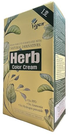 DS Herb Color Cream Natural Black – PPD Free, Ammonia Free & Hydrogen Peroxide Free Hair Color, Vegan Hair Dye for Grey Coverage with Botanical Extracts, Korean Herbal Formula, Quick 20-Minute Color