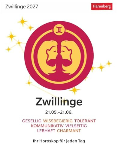 Zwillinge Sternzeichenkalender 2027 - Tagesabreißkalender - Ihr Horoskop für jeden Tag: Tischkalender 2027 mit täglichem Horoskop. Kleiner Kalender mit täglichem Blick in die Sterne