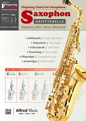 Alfred's Fingering Charts Instrumental Series / Grifftabelle Saxophon | Fingering Charts Saxophone: Zweisprachige Grifftabelle für Sopran-, Alt-, ... ... Pflege, Tonumfang und der Saxophonfamilie