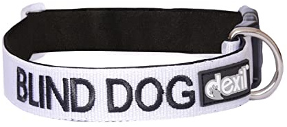 Dexil BLIND DOG White Colour Coded Nylon S-M L-XL Buckle Dog Collars (No/Limited Sight) PREVENTS Accidents By Warning Others of Your Dog in Advance (L-XL 38-64cm (15 to 25inch)