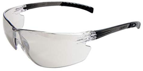 Radnor Sicherheitsbrille für drinnen und draußen, transparent, kratzfest, Classic Plus, ungerahmt, Anthrazit, flexibler Bügel mit Griffen, umlaufender Griff, 1 Box mit 12 Stück