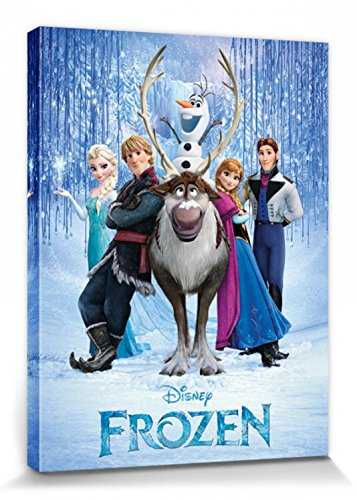 1art1 Die Eiskönigin Poster Charaktere, Olaf, Sven, Anna, Kristoff, Elsa, Hans Bilder Leinwand-Bild Auf Keilrahmen | XXL-Wandbild Poster Kunstdruck Als Leinwandbild 80x60 cm