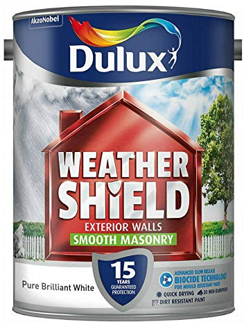 Dulux Weathershield Pure Brilliant White - Smooth Masonry Paint - 5L