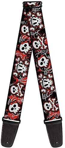 buckle-down gs-w30747 Gitarrengurt – Girlie Skull schwarz/rot, 5,1 cm breit & 73,7–137,2 cm Länge