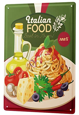 Blechschild Vintage Retro Metallschild Wandschild Blech Poster Retro Italienisches Essen