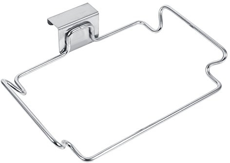 Yosoo Stainless Steel Trash Bag Holder Garbage Rubbish Hanging Rack Storage Bag Holder Bracket Multifunctional Kitchen Cabinet Back Door Hook Hanger