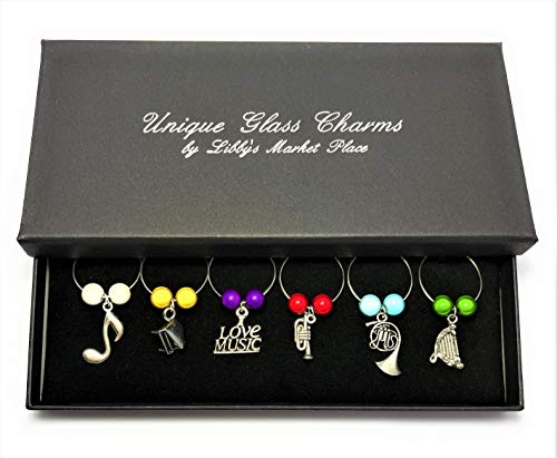 Libby's Market Place Musical Wine Glass Charms with Gift Box