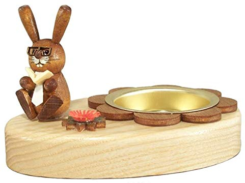 Rudolphs Schatzkiste Osterdekoration Teelichthalter Hase mit Schlips und Buch BxHxT 10x6x7cm NEU Osterdeko Kerzenhalter Kerze Hase Osterhasenfigur Ostern Osterei Frühling Erzgebirge Seiffen Blum