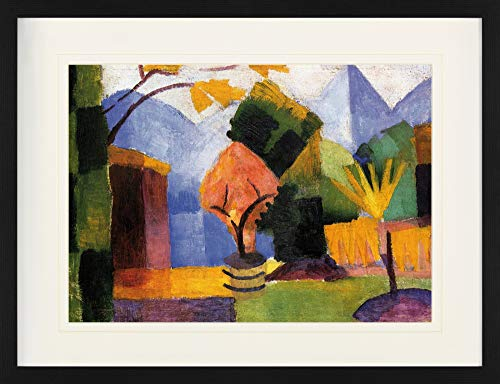 1art1 August Macke Poster Garten Am Thuner See Gerahmtes Bild Mit Edlem Passepartout | Wand-Bilder | Im Bilderrahmen 80x60 cm