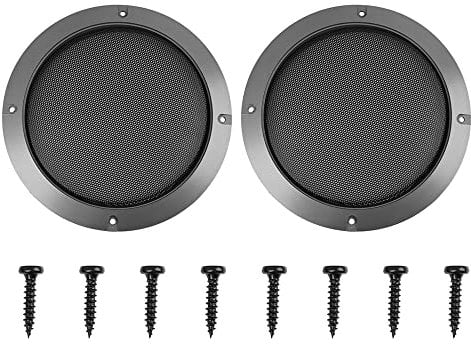 X AUTOHAUX 2pcs 6.5 Gray Car Mesh Speaker Cover Grill Subwoofer Protector