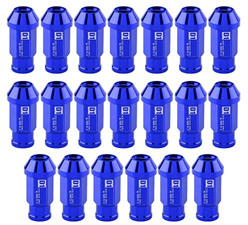 KIMISS Aluminium Autoreifenschraube, 20Pcs Radmuttern sichern Racing Radmutter M12X1.5(Blau)