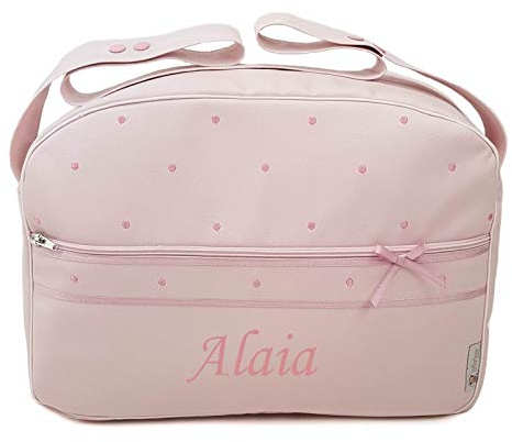Organizzatore o borsa di grandi dimensioni per passeggino o carrozzina PERSONALIZZATA con NOME. Vari modelli e colori disponibili (Alaia Rosa)