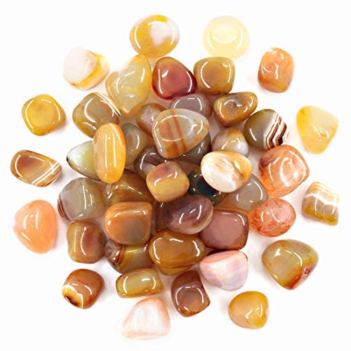 Hilitchi Yellow Agate Stone Tumbled Stones for Plants Cacti & Succulents Bedding, Vase Filler, Landscape Bottom Decoration (About 1lb(455g)/Bag)