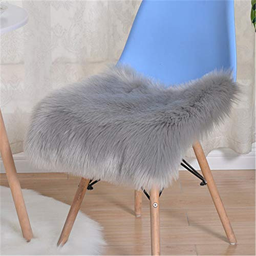 Hava Kolari Sitzkissen, Büro/Haushalt/Esstisch Stuhl Kissen Wollimitat Plüsch Winter Sitzkissen Faux Lammfell Sitzauflage (grau,40 * 40 cm)