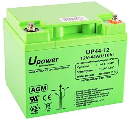 U-Power - Batería piombo AGM Sigillata 44Ah 12V - Terminale a vite metrico M6