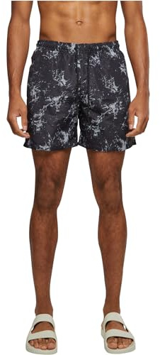 Urban Classics Herren Swim Shorts – Schnelltrocknende Badehose mit Innenslip und Taschen für Strand Pool Urlaub und sportliche Aktivitäten,Scratch AOP,S