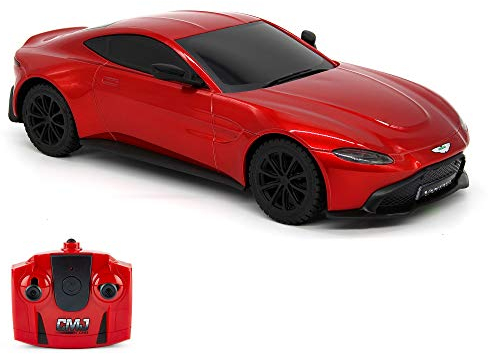 CMJ RC CARS Aston Martin Vantage Offiziell Lizenziertes ferngesteuertes Auto. Maßstab 1:24 Kindergeschenk Radio Ferngesteuerter Auto (Rot)