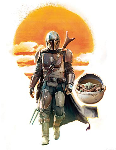 Komar 50 x 70 cm Star Wars Mandalorian The Child Family Trip | Baby Yoda, Dekoration, Wandbild, Poster, Kunstdruck | Größe Rahmen | WB-SW-007-50x70, Bunt