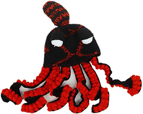 Bprtcra Handgewebte Gestrickte Mütze, Erwachsene Unisex Lustige Cartoon Octopus Lange Tentakel Augen Hut Cosplay Hut Party Requisiten (Tippe B)