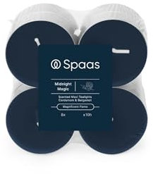 Spaas Maxi-Duft-Teelichter, flach verpackt, 10 Stunden, Midnight Magic, 8 Stück