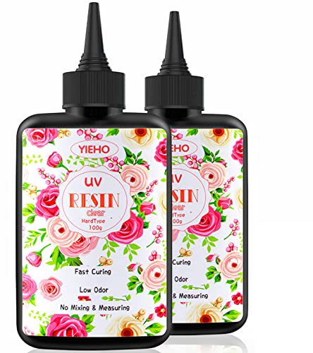 YIEHO UV Resin Kit-200g Upgraded Clear Hard UV Curing Epoxy Resin Starter Supplies for Craft Jewelry Making
