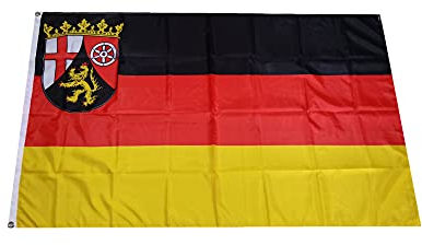 Stormflag Rheinland Pfalz Flagge(90cmx150cm) Polyester Pongee 90g mit Ösen mit Doppelnadel genäht.