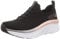 Skechers Women's D'lux Walker Fresh Finesse Sneaker, Nero Black Knit Rose Gold Trim, 3.5 UK