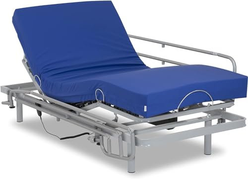 Geriafy – Cama Articulada Eléctrica con Colchón Professional HR | Funda Impermeable | 105x190 cm + Barandillas
