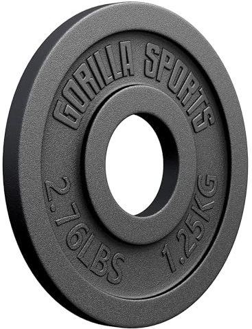GORILLA SPORTS® Olympia-Hantelscheiben 1,25–30 kg, 50 mm, Gusseisen | Mit erhöhtem Griffrand, Gewichtsangabe und massivem Gusseisen; einzeln oder im Set, Gewichtsscheiben, Hantelscheiben-Set